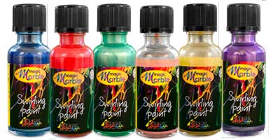 Metallic Swirling Paint Box Set: <p>Six 1 oz bottles of metallic marbleizing paint. Contains one each of Metallic Blue, Metallic Red, Metallic Green, Metallic Violet, Metallic Rose, Metallic Yellow is discountinued and will be replaced with transparent.</p>